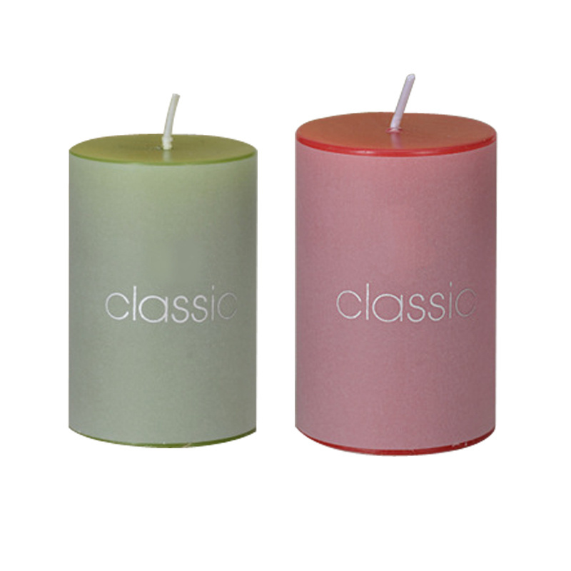 Scented Solid Color Clean Burning Smokeless Pillar Candles With Cotton Wicks, White Jasmine Large Decorative Pillar Candle