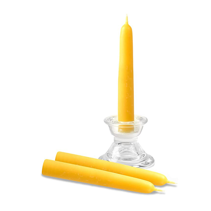 Unscented  Long Lasting Burning Natural Beeswax Taper Candles, Handmade Smokeless Light Honey Scent Beeswax Pillar Candles