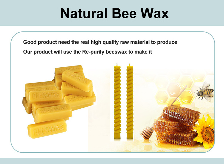 Unscented  Long Lasting Burning Natural Beeswax Taper Candles, Handmade Smokeless Light Honey Scent Beeswax Pillar Candles