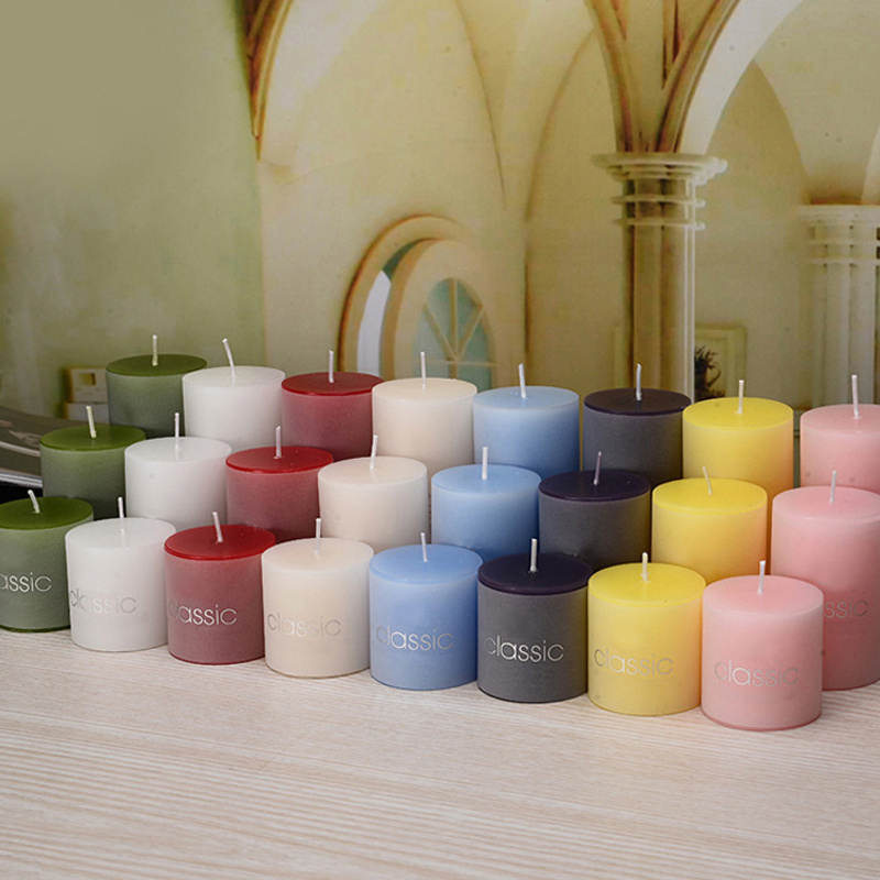 Scented Solid Color Clean Burning Smokeless Pillar Candles With Cotton Wicks, White Jasmine Large Decorative Pillar Candle