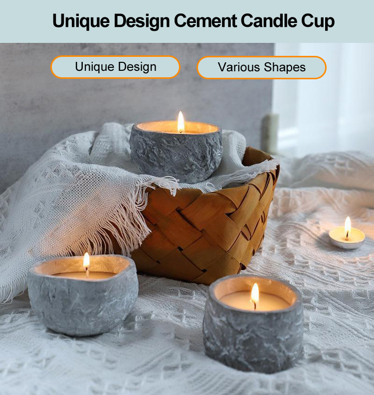 Cement Concrete Stone Design Candle Jar For Candle Making, Wholesale Custom Empty Nordic Concrete Frosted Candle Jars