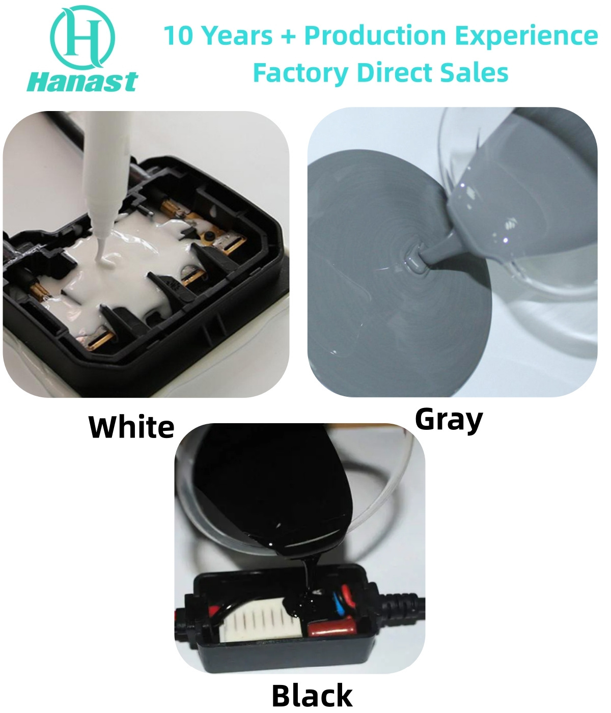 Hanast Non-corrosive 1:1 Grey Flexible Thermally Conductive Silicone For Electronic Potting For PCB CPU Power Supplies