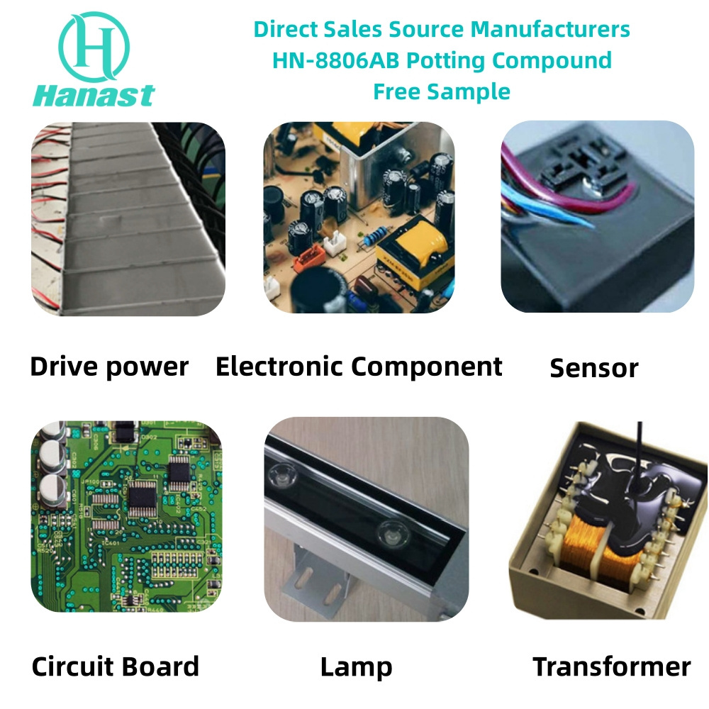 Hanast Non-corrosive 1:1 Grey Flexible Thermally Conductive Silicone For Electronic Potting For PCB CPU Power Supplies