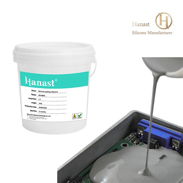 Hanast Non-corrosive 1:1 Grey Flexible Thermally Conductive Silicone For Electronic Potting For PCB CPU Power Supplies