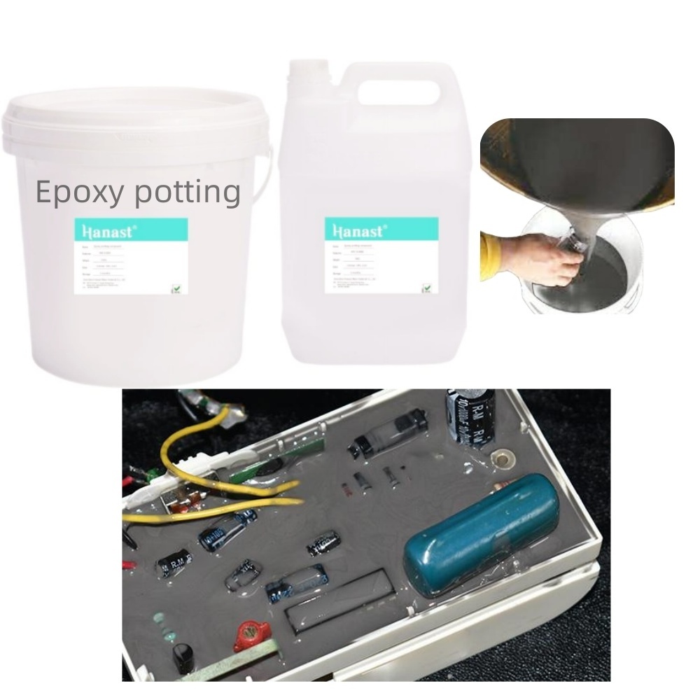 Hot Sale Waterproof Insulation Potting Moisture-Proof Sealing High Hardness Black LED PCB Epoxy Resin Potting Compound  AB Glue