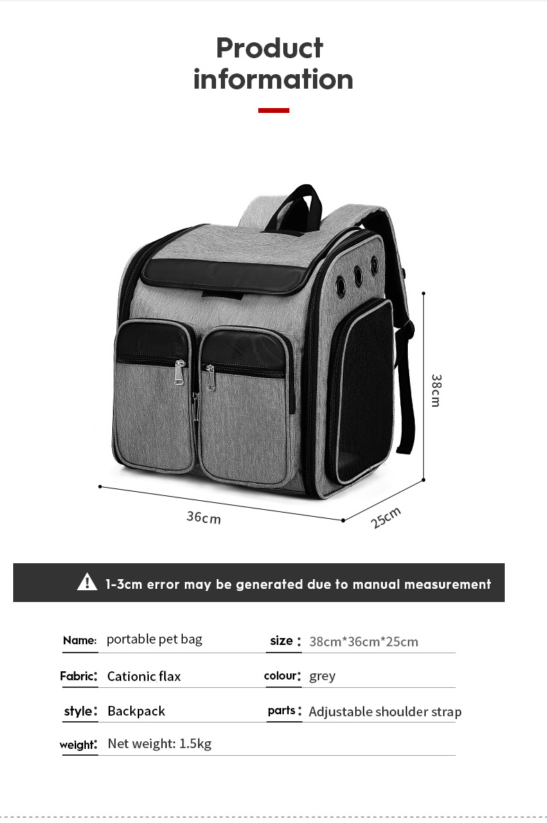 Hot Selling pet supplies backpack dog Oxford Mochila Weekend Jogging large cat backpack bag carrier clear