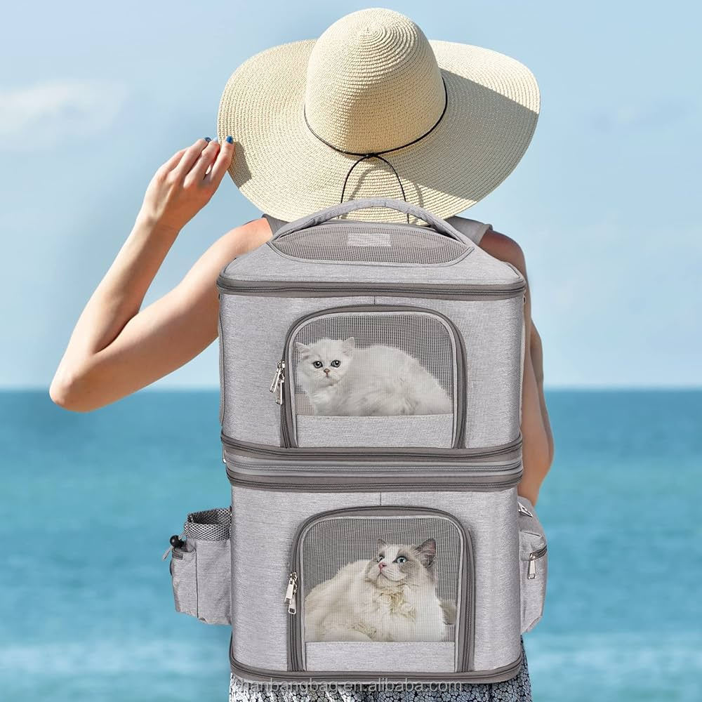 HANBANG Detachable Double Pet Carrier Backpack for Cats and Small Dogs Cat Travel Carrier for 2 Cats  Perfect rescue