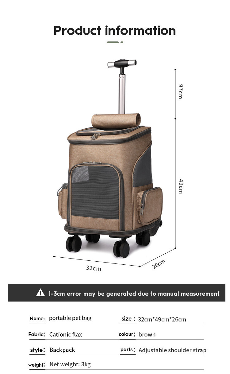 Best Selling pet stroller with detachable carrier Weekend Oxford Removable Rolling Wheels Trolley Dog Travel Bag