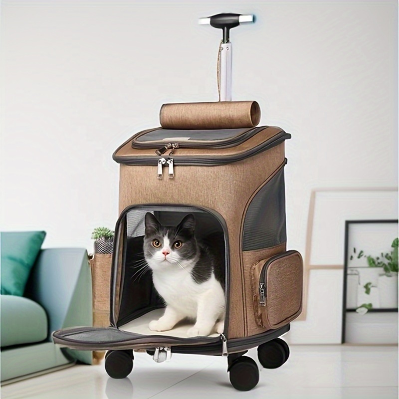 Amazon Luxury Breathable Detachable Trolley Wheeled Dog Cat Pet Travel Carrier Bag Pet Backpack Bag For Dog Cat