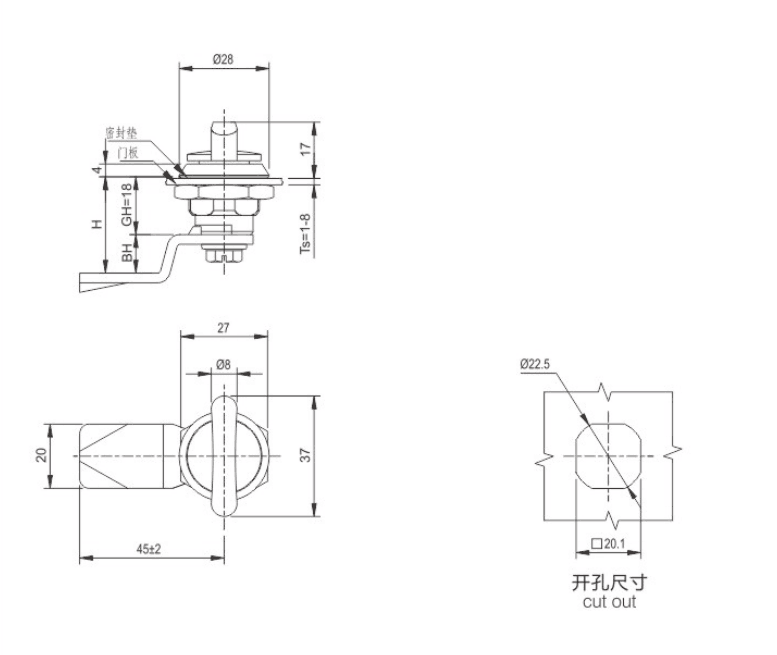 MS705-3C-4 cabinet screw tubular mini metal buckle furniture connector hook wing knob latch price quarter turn cam lock