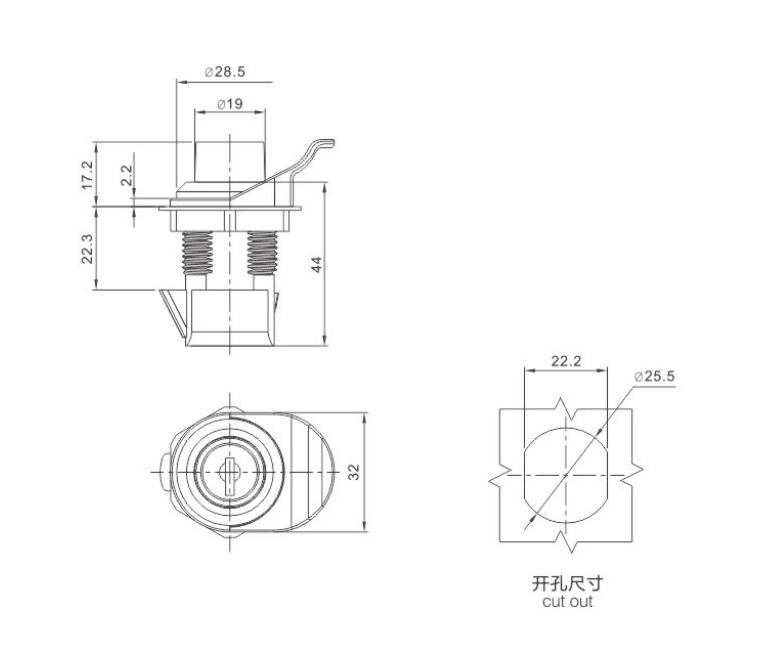 HANBEI MS753 push to close latch Cam lock push button sliding door cylinder cabinet cam slam lock