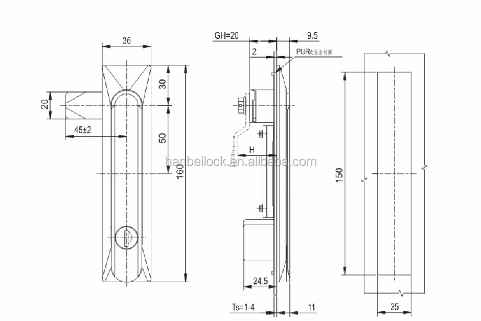 MS7100-2 Zinc alloy swing handle lock cabinet door lock