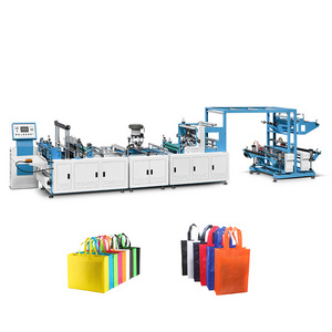 Automatic Non-woven Standup Box Bag Making Machine with Online Handle Thermal Bonding 5-in1