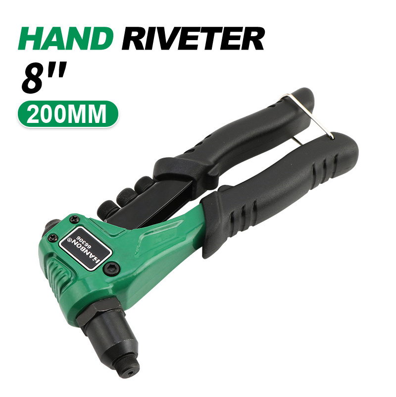 8'' Riveter Gun Alloy Steel Body Manual Rivet Gun Rubber Handle Nut Riveter Gun Tools