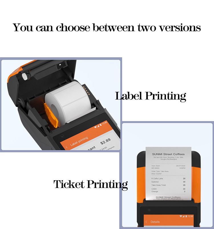 Brand Sunmi v2s android handheld pos terminal parking ticket machines car park ticket for sale