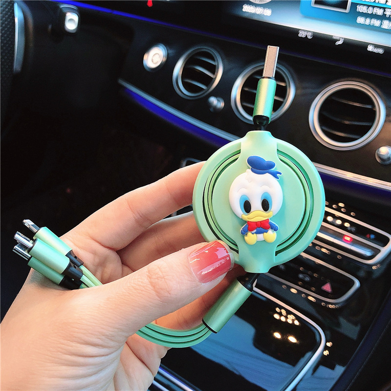 Car home cartoon data cable charger with multifunctional car fast charging