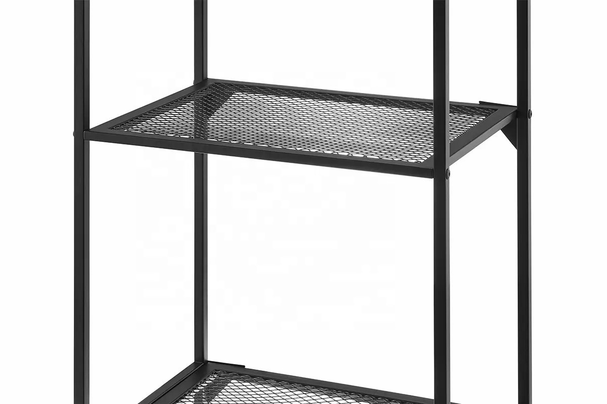 4 Tiers Metal and Wooded Organizer Shelving Unit Free Standing Open Storage Bookcase