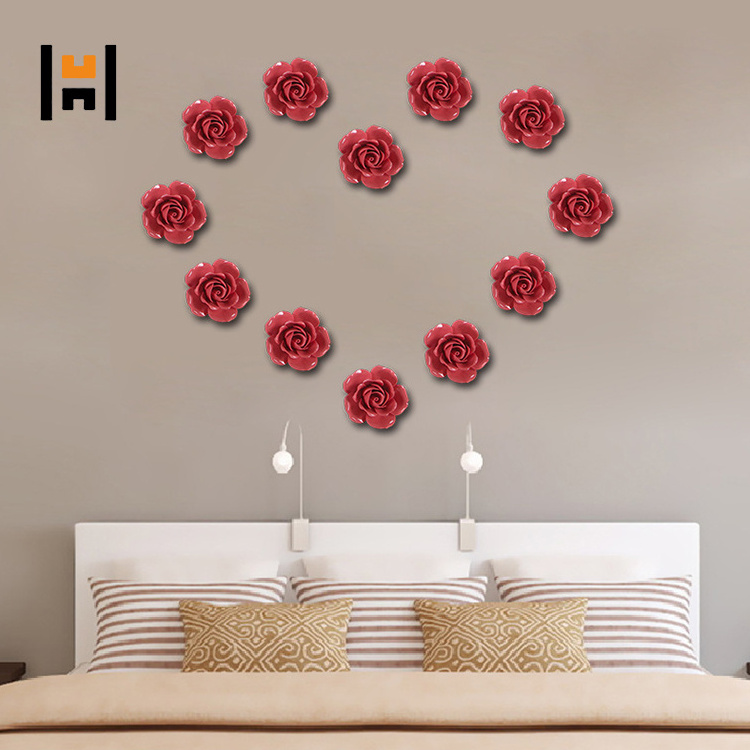 2019 new product home decor handmade ceramic flower on wall