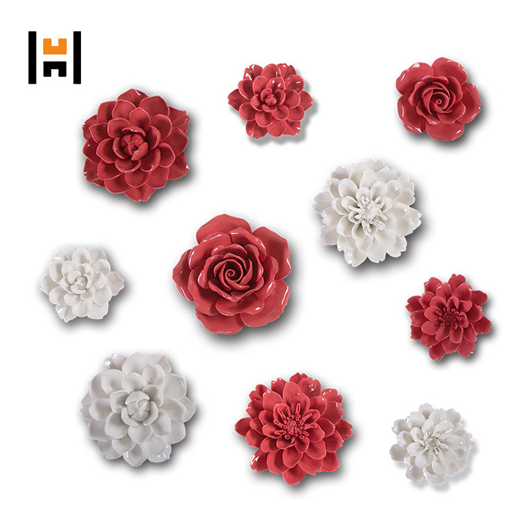 2019 new product home decor handmade ceramic flower on wall