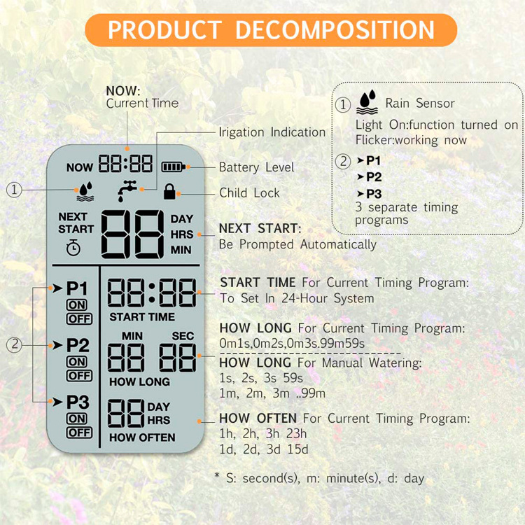 Automatic Irrigation Garden Watering Controller Water Electronic Digital Sprinkler Timer Space Waterproof Power Outdoor