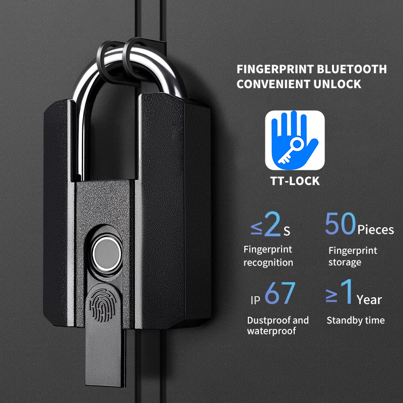 Tuya lock Rechargeable  Fingerprint key Smart Padlock Quick Unlock Zinc Alloy Smart Padlock