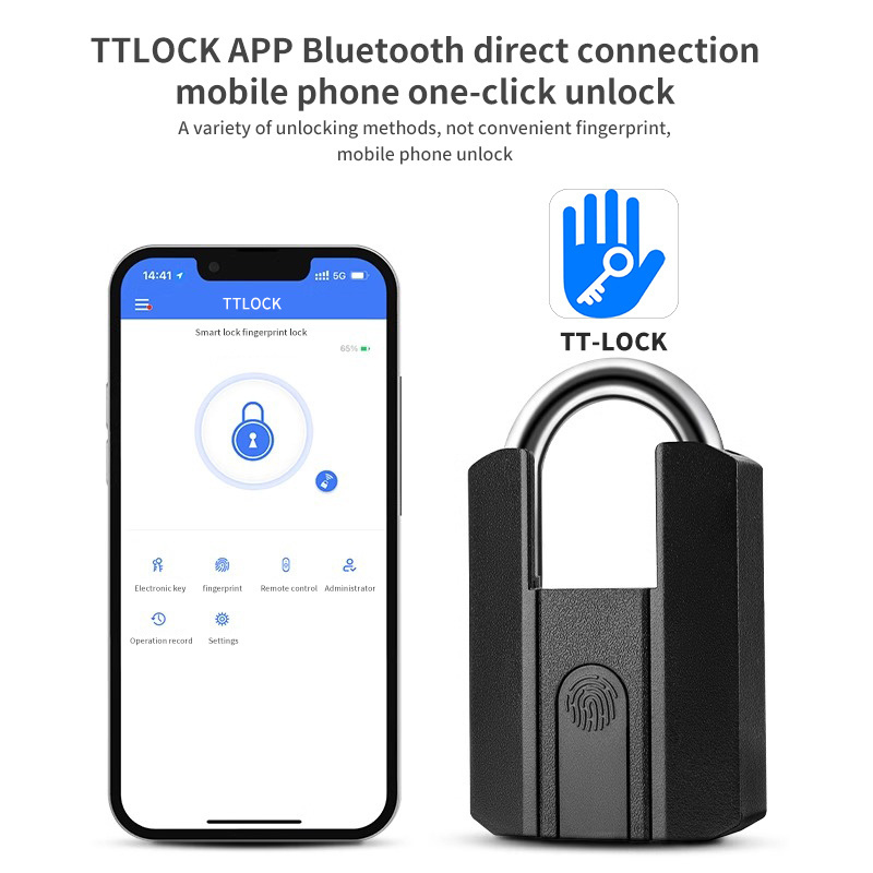 Tuya lock Rechargeable  Fingerprint key Smart Padlock Quick Unlock Zinc Alloy Smart Padlock