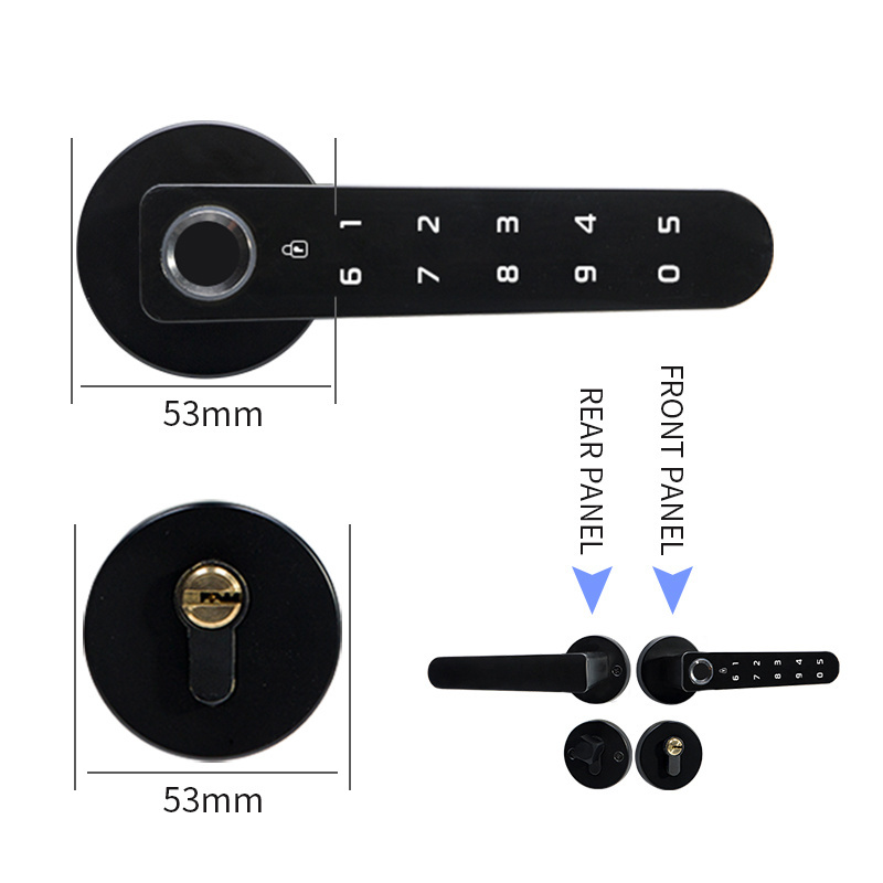 smart deadbolt handle fingerprint digital lock with key Single Latch Simple Design And Easy Install