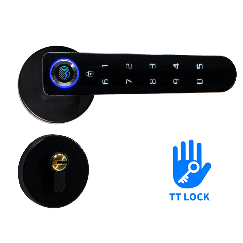 smart deadbolt handle fingerprint digital lock with key Single Latch Simple Design And Easy Install