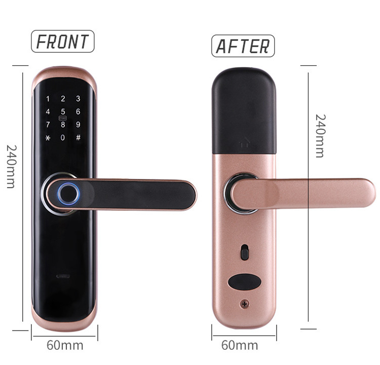 smart tuya wifi app door handle alexa security biometric fingerprint digital keyless smart lock for home