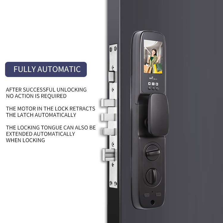 new automatic smart fingerprint electronic safety door lock multi-functional high definition camera anti-theft door lock