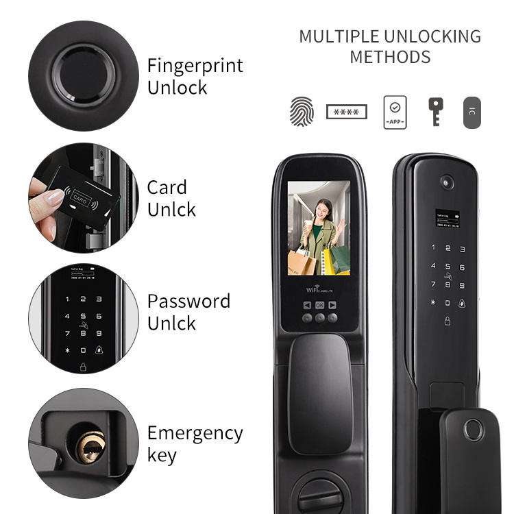 new automatic smart fingerprint electronic safety door lock multi-functional high definition camera anti-theft door lock