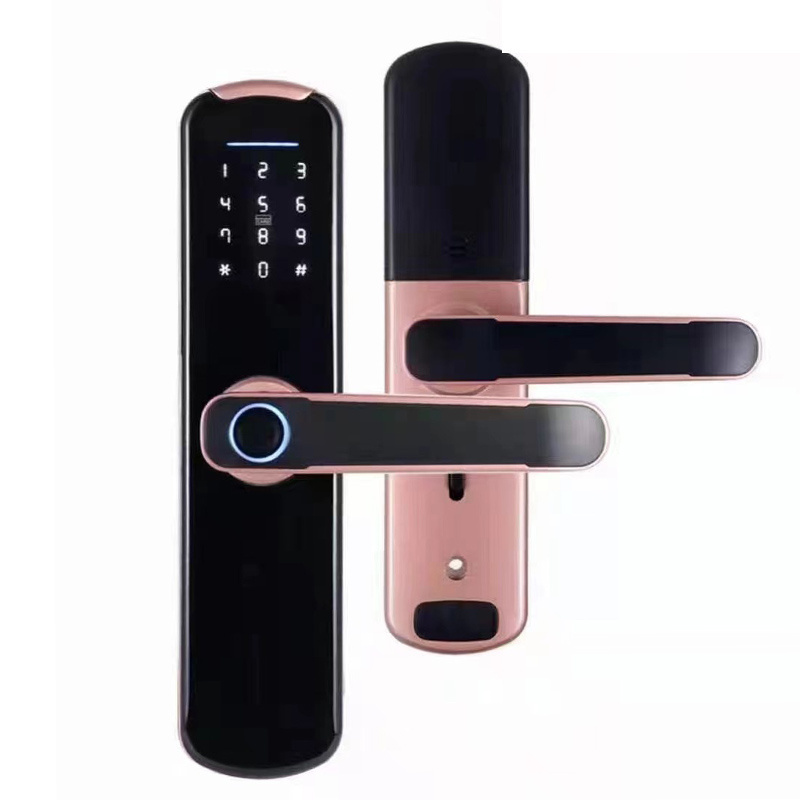 Waterproof Tuya WiFi App Smart Door Lock Multiple National Languages Biometric fingerprint Door Handle Digital Keyless Door Lock