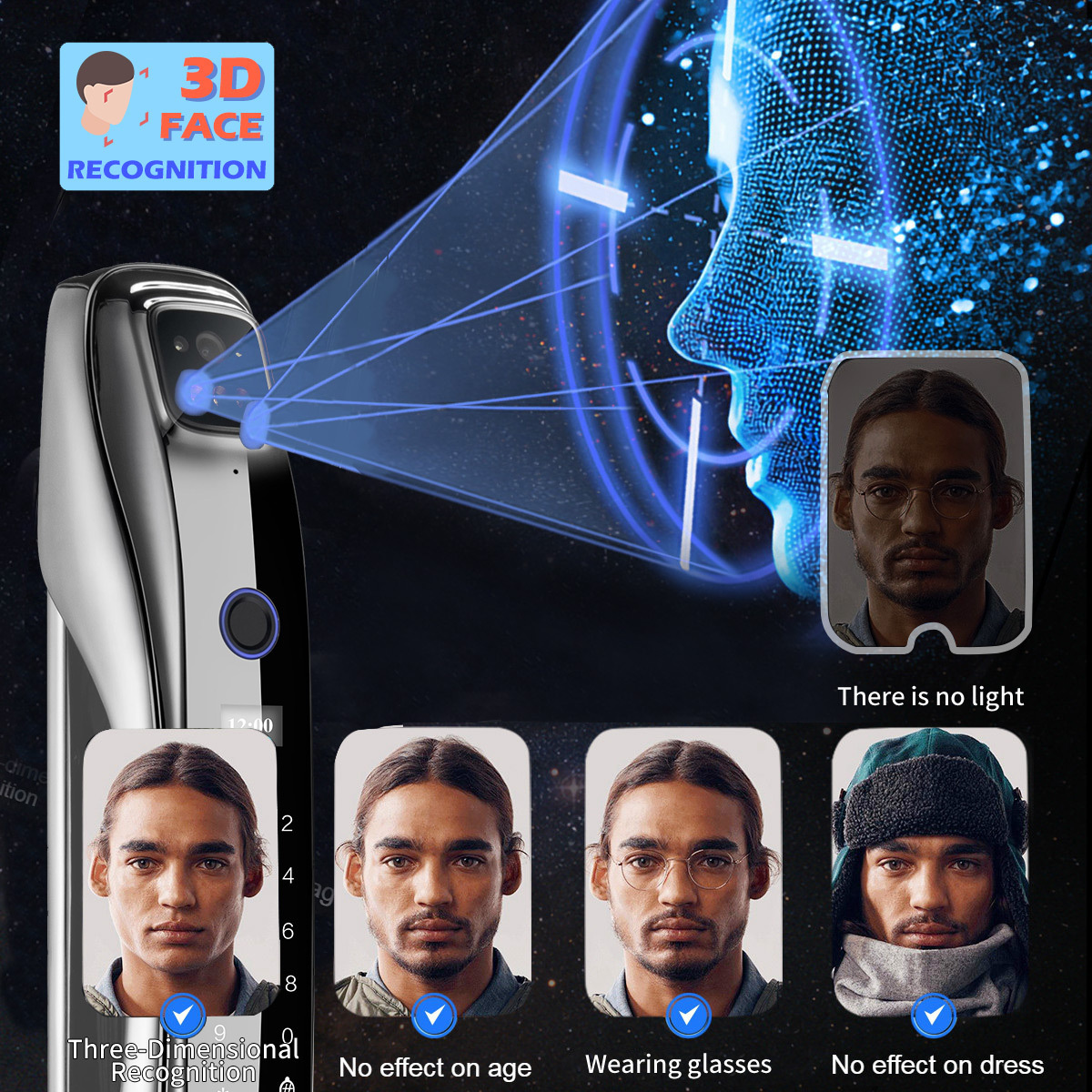 Security OEM/ODM Smart Digital 3D Face Recognition Video Calling Xhome Biometric Fingerprint Keyless Door Lock