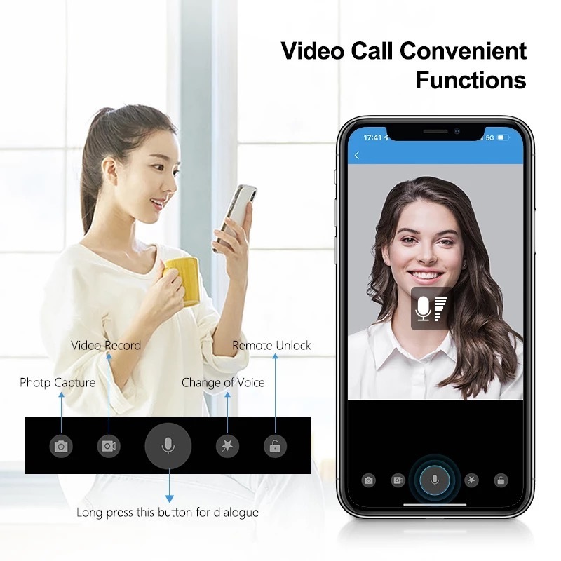 Security OEM/ODM Smart Digital 3D Face Recognition Video Calling Xhome Biometric Fingerprint Keyless Door Lock