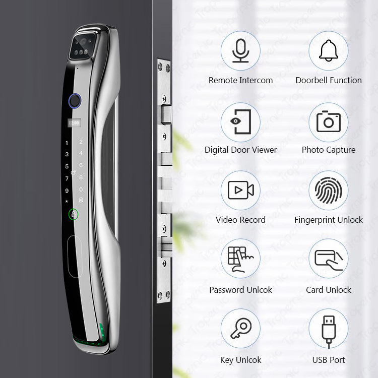 Security OEM/ODM Smart Digital 3D Face Recognition Video Calling Xhome Biometric Fingerprint Keyless Door Lock