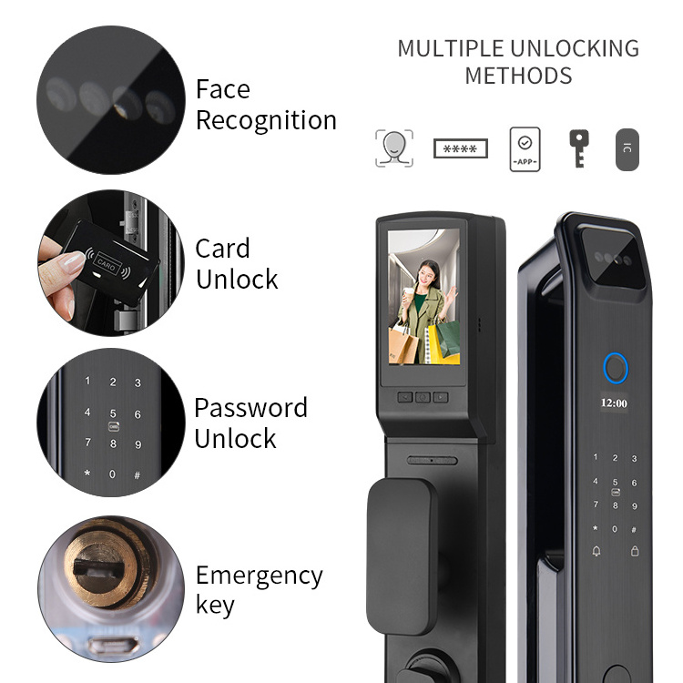 Automatic Electronic Fingerprint Biometric Lock Cerradura WIFI Smart Lock 3D Face Recognition Digital Door Lock With Camera