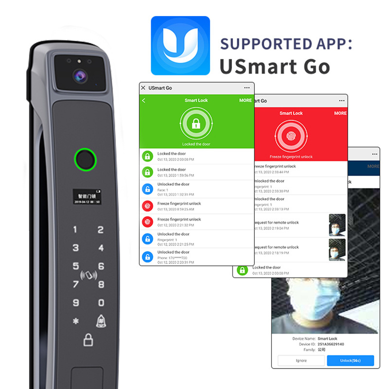 Usmart go app Smart Door lock Electric Digital Lock face recognition Waterproof  Fingerprint Password Keys smart lock