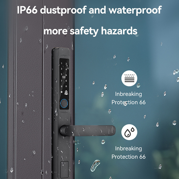 Waterproof IP66 TUYA WIFI Fingerprint Biometric Keyless Glass Door TTLOCK  Digital Aluminum Sliding Smart door lock