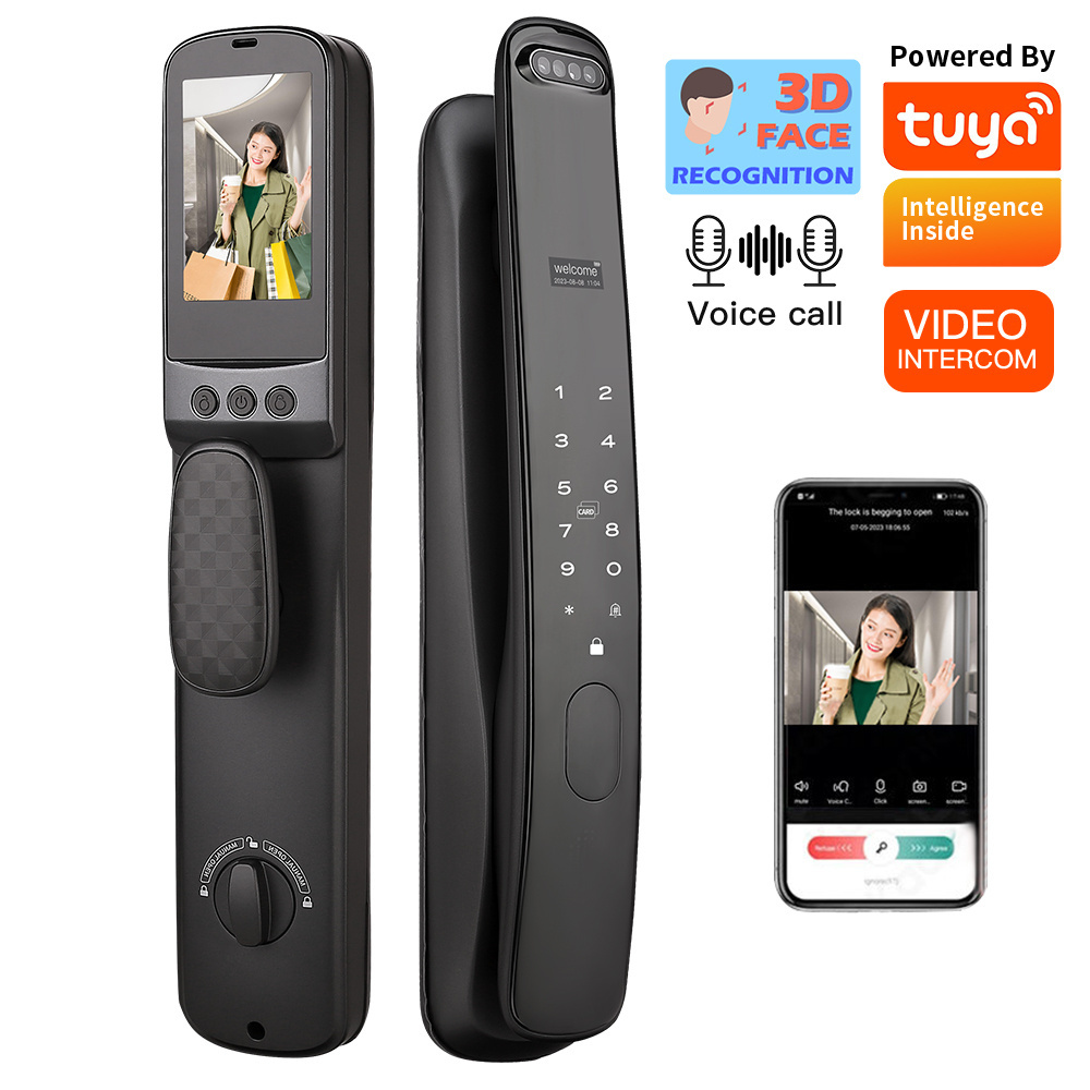 Tuya App Remote Control 3D Face Recognition Video Intercom Cat Eye Camera Wifi Fingerprint Keyless Smart Door Lock