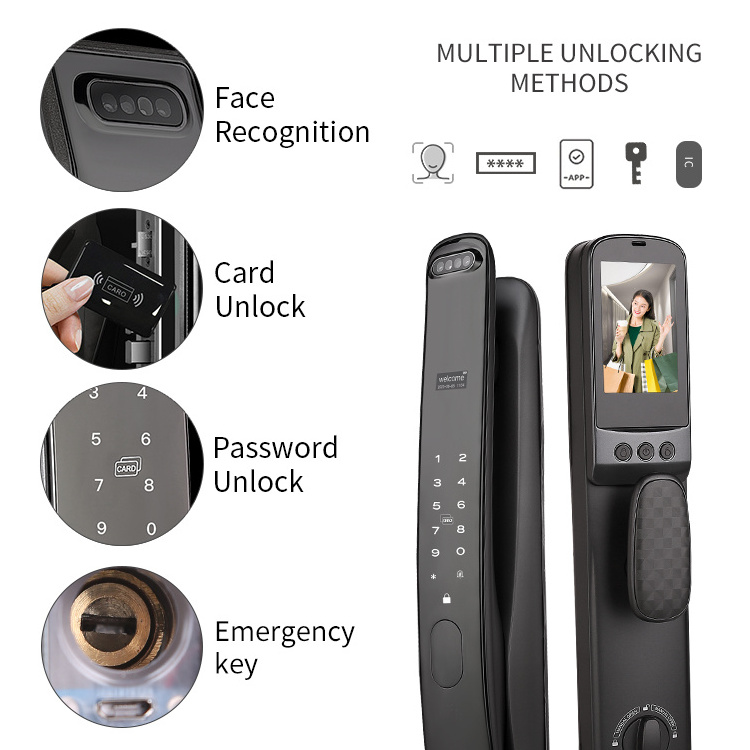 Tuya App Remote Control 3D Face Recognition Video Intercom Cat Eye Camera Wifi Fingerprint Keyless Smart Door Lock