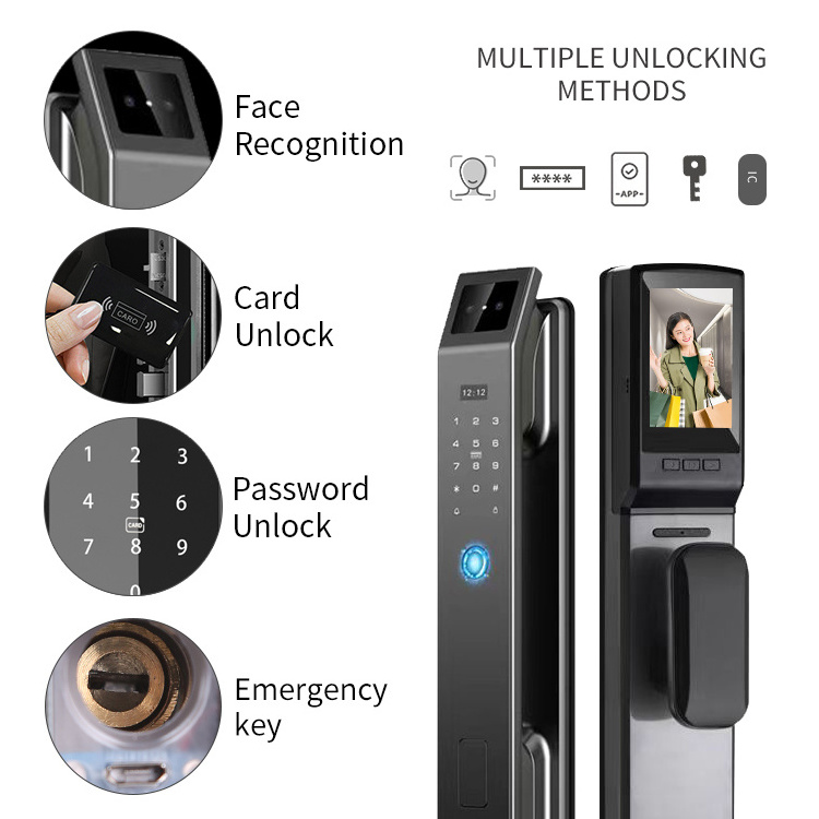 3D Face Recognition WIFI APP Cerradura Inteligente Key Password Card Smart Door Lock Fingerprint Digital Door Lock With Camera