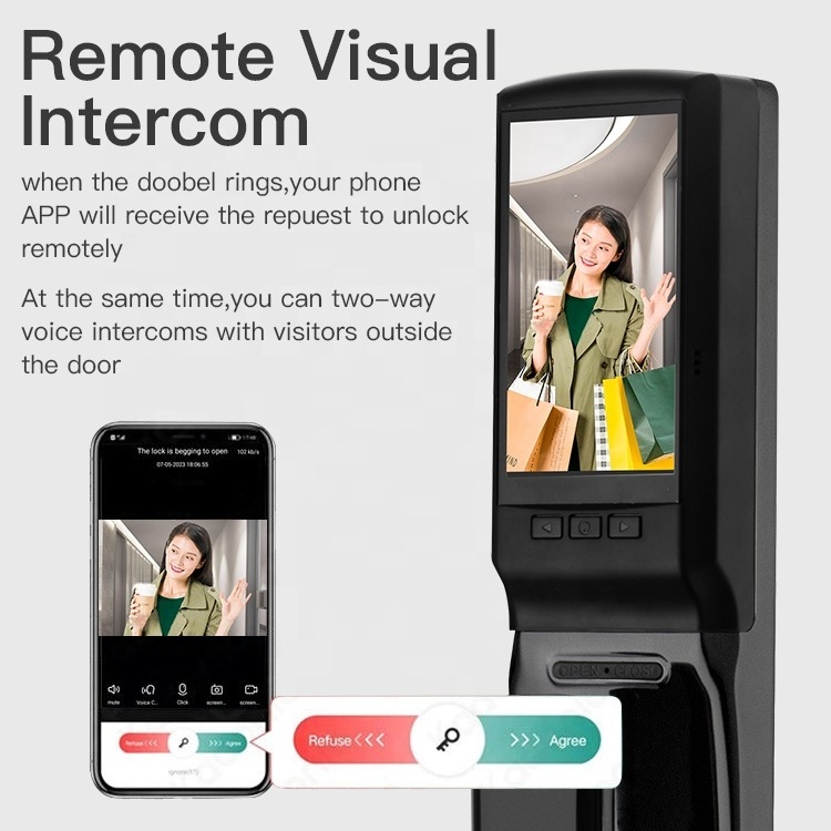 3D Face Recognition Real Time Video Intercom Smart Door Lock  Digital Keyless Fingerprint Cerradura Inteligente Con WIFI Lock