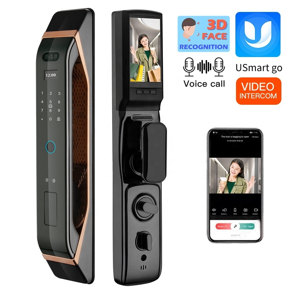 3D Face Recognition Real Time Video Intercom Smart Door Lock  Digital Keyless Fingerprint Cerradura Inteligente Con WIFI Lock