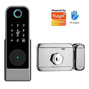 IP65 Waterproof smart doorlock Tuya Wifi Gate RIM lock Outdoor Digital keypad code electronic lock