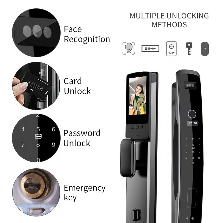 Manufacturer Price  Fully Automatic Digital Lock  Wifi Camera 3D Face Recognition Biometric Fingerprint Smart Door Lock