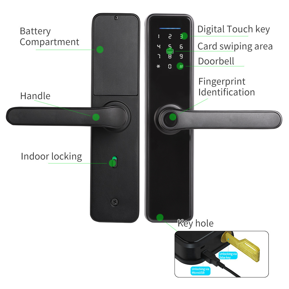 smart WIFI TUYA APP biometric fingerprint door lock top seller handle door lock Digital lock for wooden doors