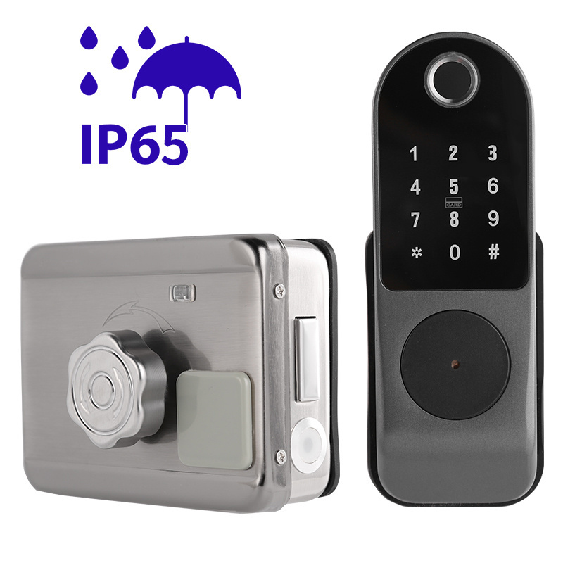 Waterproof password Tuya app remotely comtrol ttlock wireless digital electronic outdoor gate rim fingerprint lock