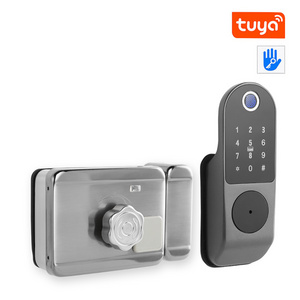 Waterproof password Tuya app remotely comtrol ttlock wireless digital electronic outdoor gate rim fingerprint lock