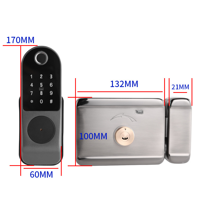 Waterproof password Tuya app remotely comtrol ttlock wireless digital electronic outdoor gate rim fingerprint lock