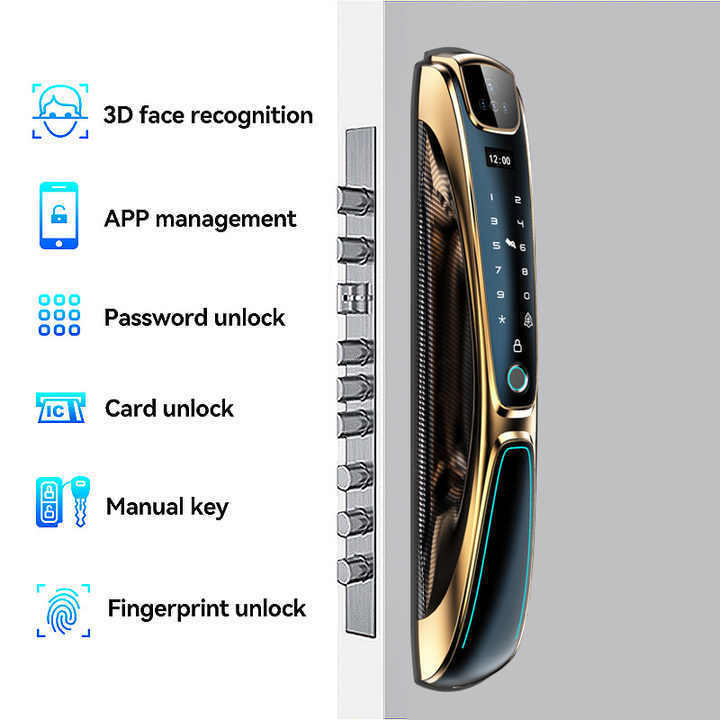 Automatic Fingerprint Electronic Digital Tuya 3D Face Recognition Cards Keys Smart Door Lock Wifi For Home Hotel Apartment